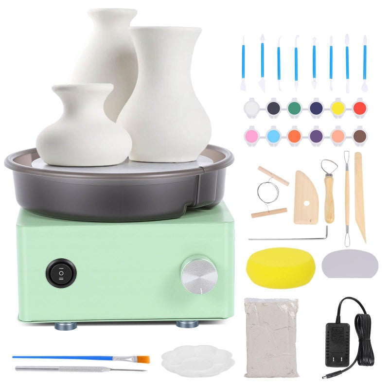 Olenyer Pottery Wheel for Kids: 6" Turntable 2-Way Rotation Mini Pottery Wheel, Removable Tray, Metal Frame, Christmas Gifts Pottery Kit for Beginners Teens Adults - Image 1