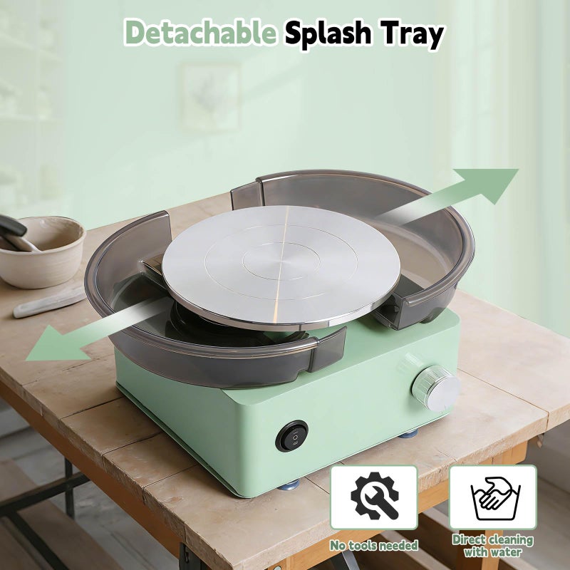 Olenyer Pottery Wheel for Kids: 6" Turntable 2-Way Rotation Mini Pottery Wheel, Removable Tray, Metal Frame, Christmas Gifts Pottery Kit for Beginners Teens Adults - Image 5