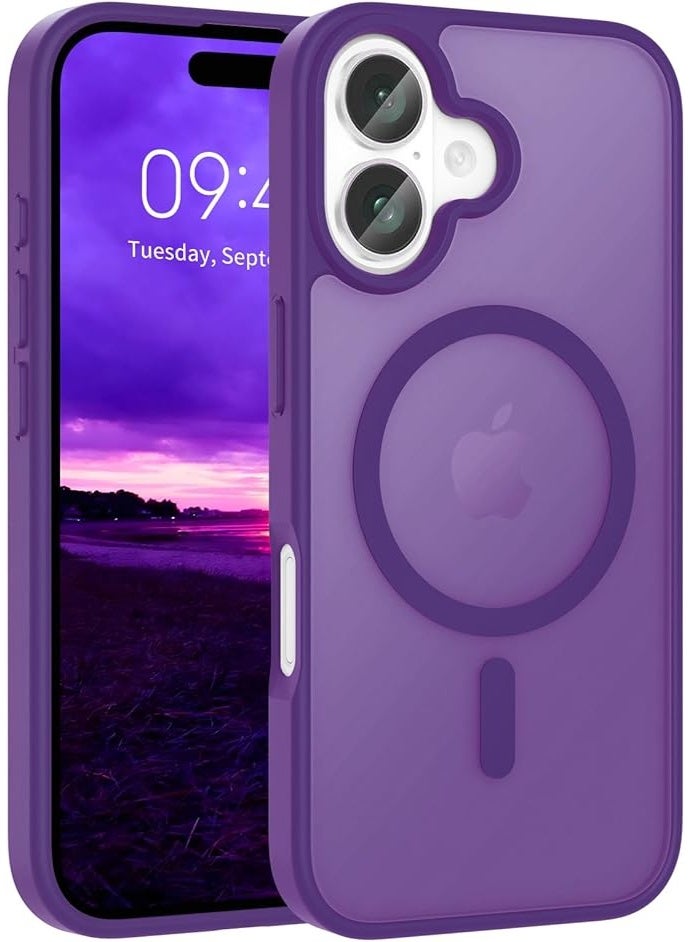 Magnetic for iPhone 16 Case, [Compatible with Magsafe] [Translucent Matte] Slim Shockproof Women Men Girls Protective Phone Case for iPhone 16 6.1, (Purple) - Image 1