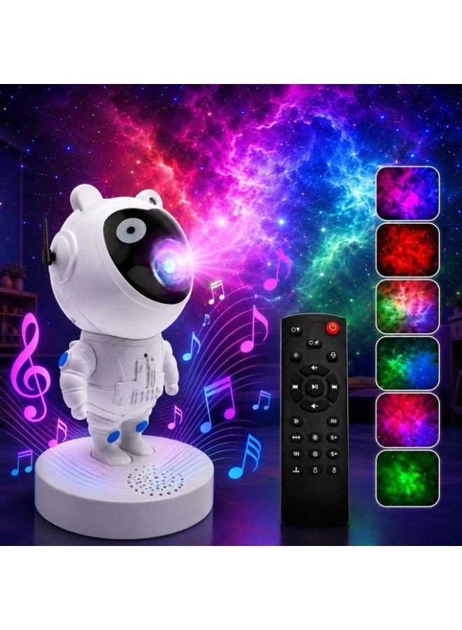 Galaxy projector for astronauts, night light with nebula effects, 360-degree adjustable head, built-in speaker, remote control, suitable for bedroom and gaming - Image 1