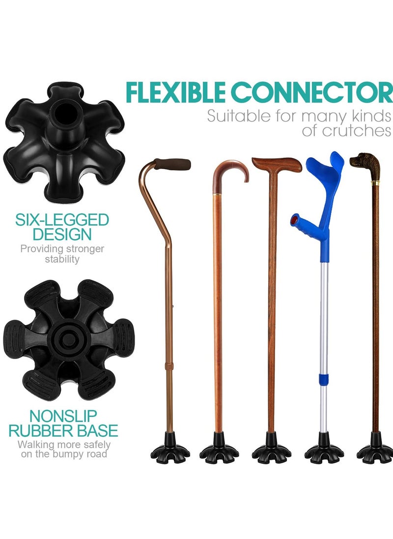 NIBEMINENT - Cane Tip Self Standing Support Base Foot Pad Replacement 6 Leg Attachment for Terrain Walking Stick 19mm, Non-Skid Rubber Tip, Heavy Duty Accessories & Crutches - Image 1