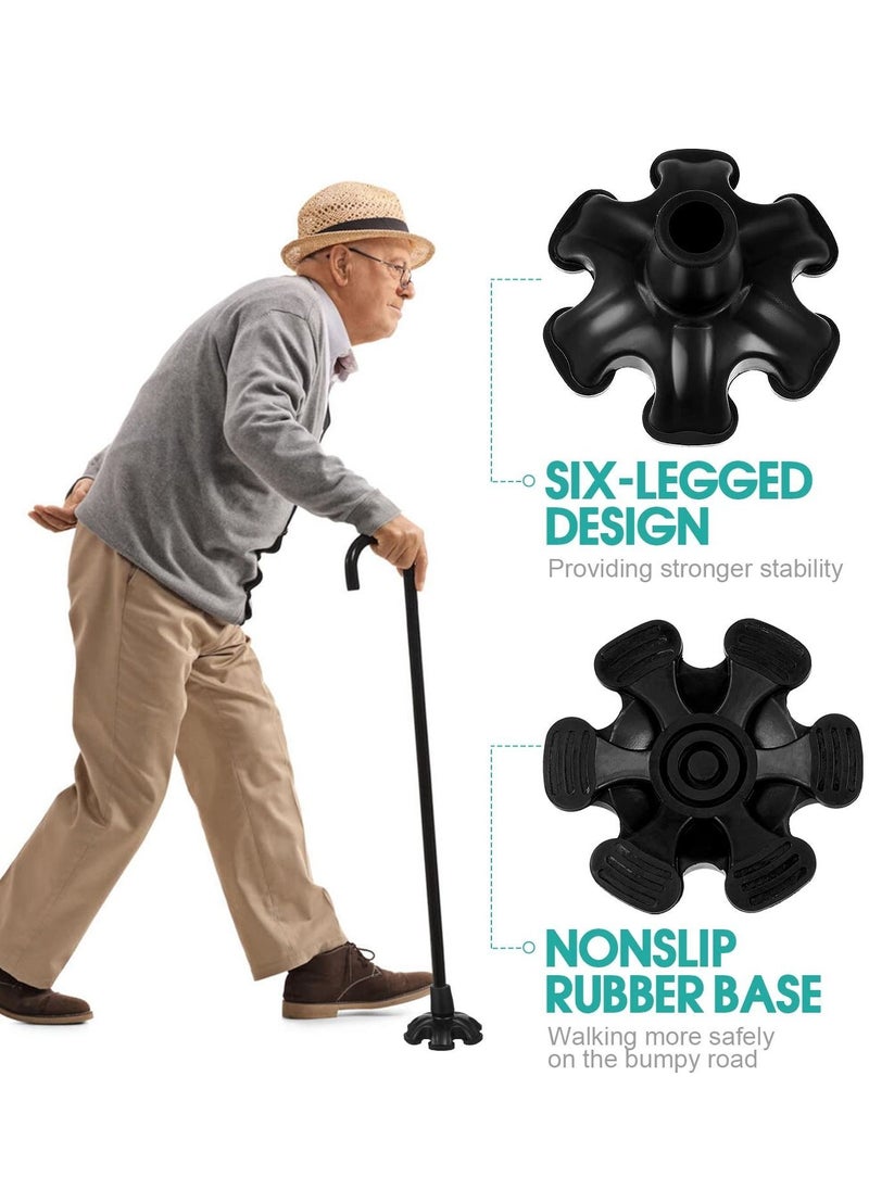 NIBEMINENT - Cane Tip Self Standing Support Base Foot Pad Replacement 6 Leg Attachment for Terrain Walking Stick 19mm, Non-Skid Rubber Tip, Heavy Duty Accessories & Crutches - Image 1