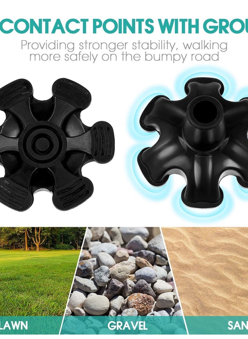 NIBEMINENT - Cane Tip Self Standing Support Base Foot Pad Replacement 6 Leg Attachment for Terrain Walking Stick 19mm, Non-Skid Rubber Tip, Heavy Duty Accessories & Crutches - Image 1