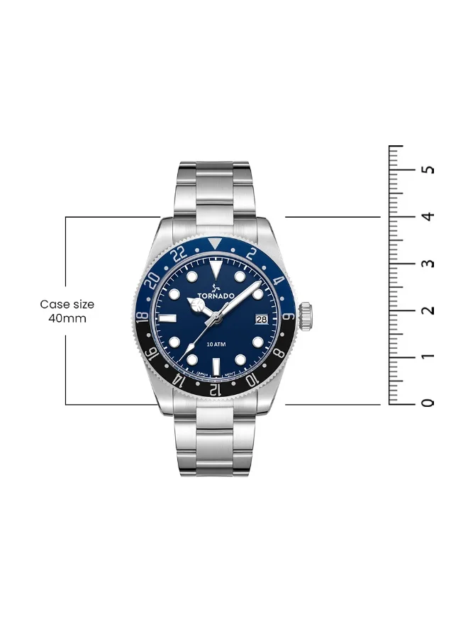 Tornado Blue Men's Stainless Steel Analog Watch T24006-SBSN - 40 mm for Men | Best Price UAE