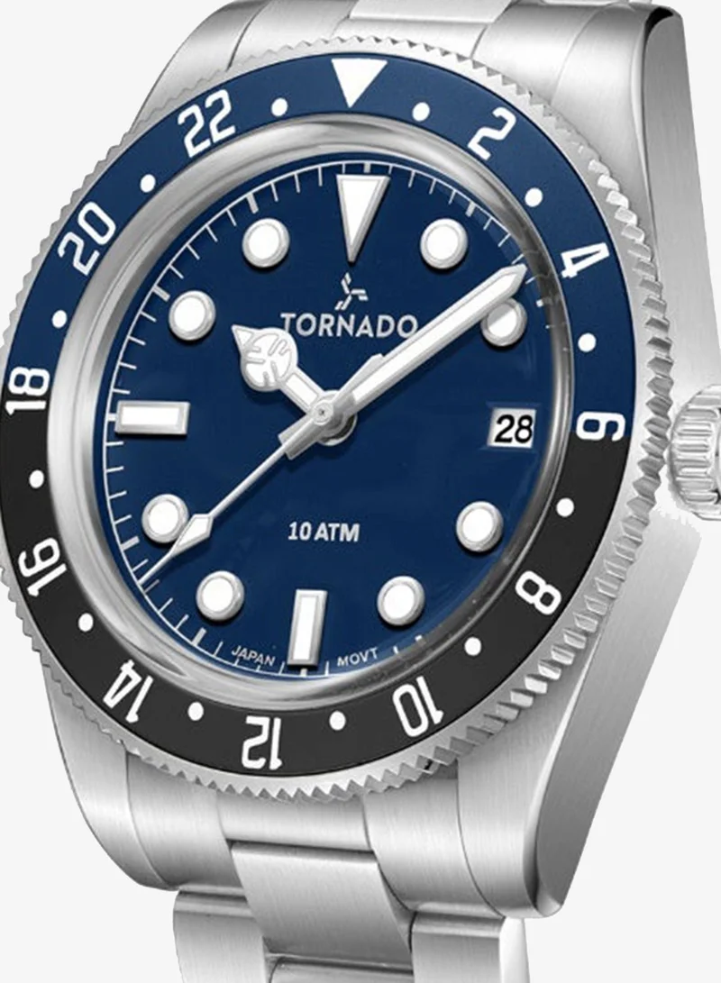Tornado Blue Men's Stainless Steel Analog Watch T24006-SBSN - 40 mm for Men | Best Price UAE
