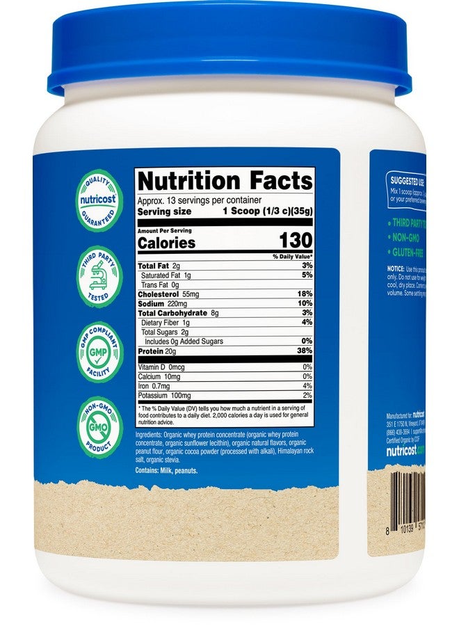 مركز بروتين مصل اللبن العضوي من Nutricost، بنكهة زبدة الفول السوداني والشوكولاتة، (1 رطل) - خالٍ من الجلوتين وغير معدّل وراثيًا - Image 5