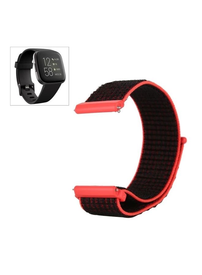 NIBEMINENT Nylon Replacement Band For Fitbit Versa/Versa 2 Black/Red - Image 1