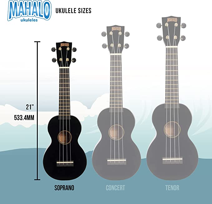 Mahalo MR1BKK Learn To Play Soprano Ukulele Pack M1 Rainbow "R" Series - Black - Image 4
