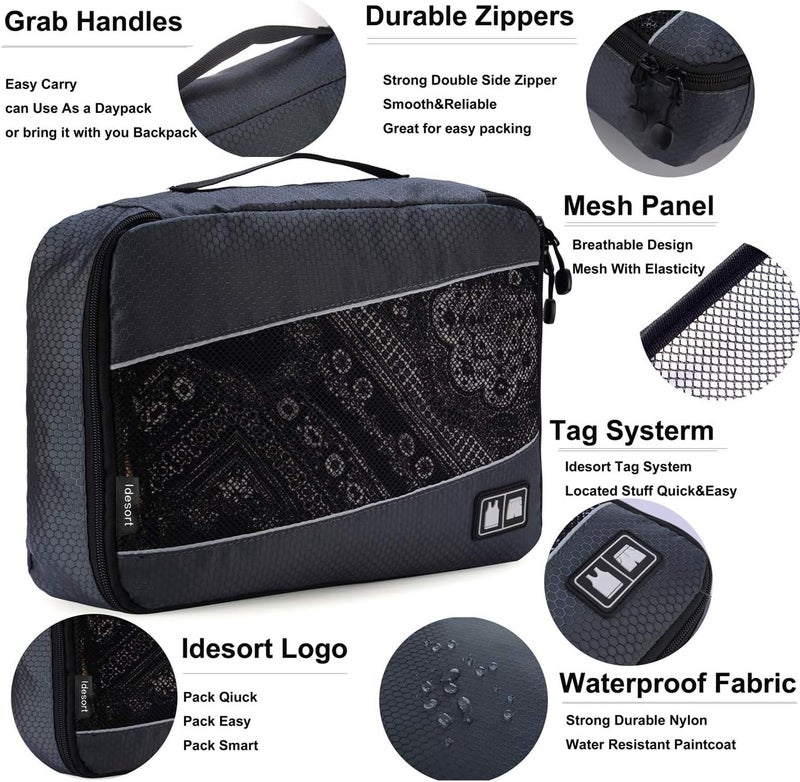 Idesort Packing Cubes Luggage Bags Organizer Durable Travel Accessories With Clothing Label, 8 set - Grey/Rose, One_Size - Image 3