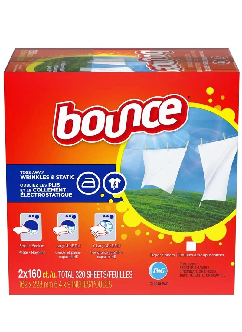 Bounce مناديل تجفيف منعم الأقمشة من أوتدور فريش، 320 قطعة  - Image 1