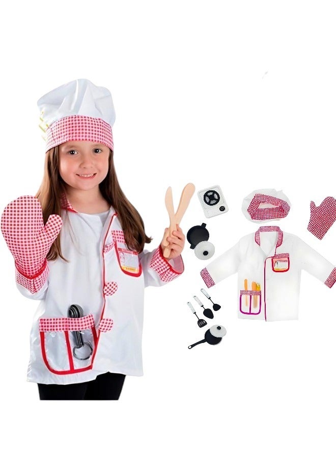 Role Play Chef Costume Kitchen Set for Kids -Large   6 To 9 Years Cooking Costume