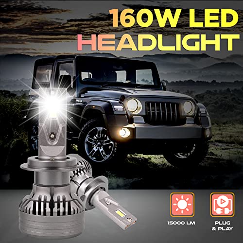 Goldfinch H7 160W LED Headlight Bulbs Conversion Kit IP68 Waterproof, Direct Replacement & High Performance for Cars (Pack of 2) - Image 3