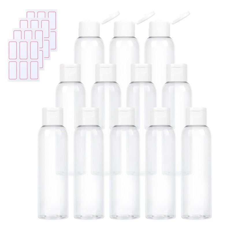 Trendbox 120ml4oz Clear Plastic Empty Bottles with Flip Cap BPAFree Travel Containers for Shampoo Lotions Liquid Body Soap and Massage Oils 12 Pack