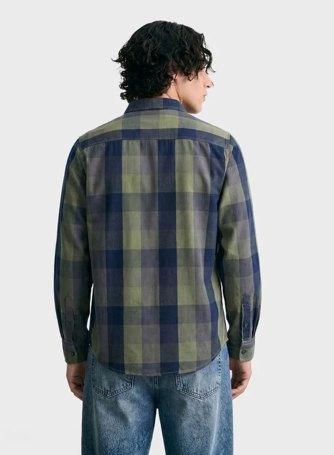 The Indian Garage Co  Men Slim Fit Checked Button-down Collar Casual Shirt for Men | Best Price UAE