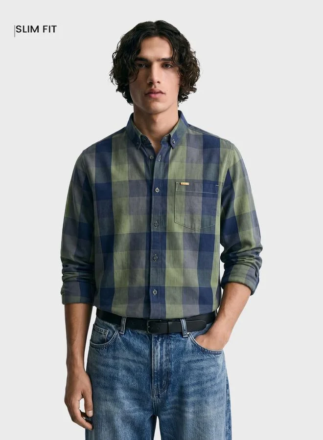 The Indian Garage Co  Men Slim Fit Checked Button-down Collar Casual Shirt for Men | Best Price UAE