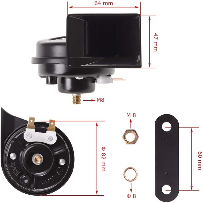 Evermotor 12V Loud Air Horn - Universal Signal Speaker for Motorcycle, Truck, Golf Cart, Moped, Scooter, ATV - 118 dB Snail Horn with E-MARK - Image 5
