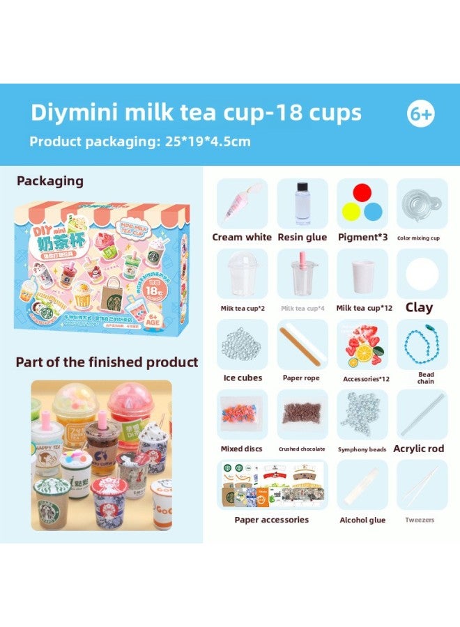 Self-service Sugar Water Shop Mini Simulation Milk Tea Cup Dessert Food Play Handmade Diy Making Material Girl's Home Toy-Specification:Mr. Toy Mini Mini Milk Tea Cup Set-18 Cups  - Image 1