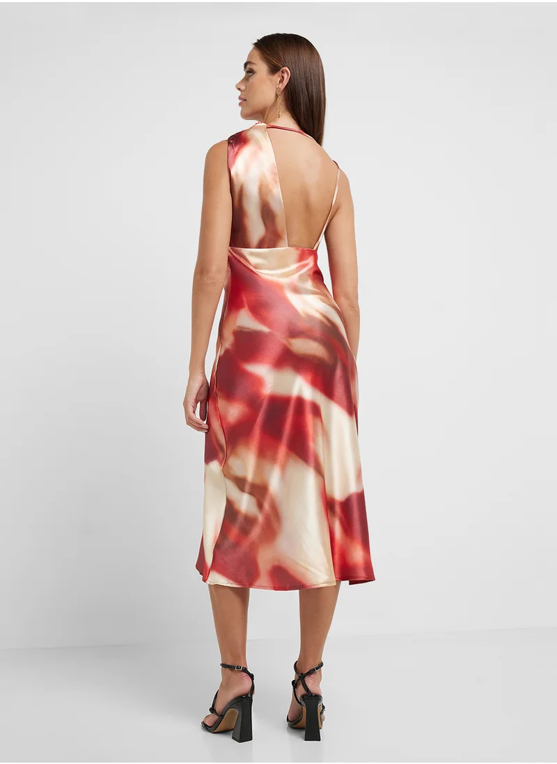 Ginger Cowl Neck Ombre Satin Dress