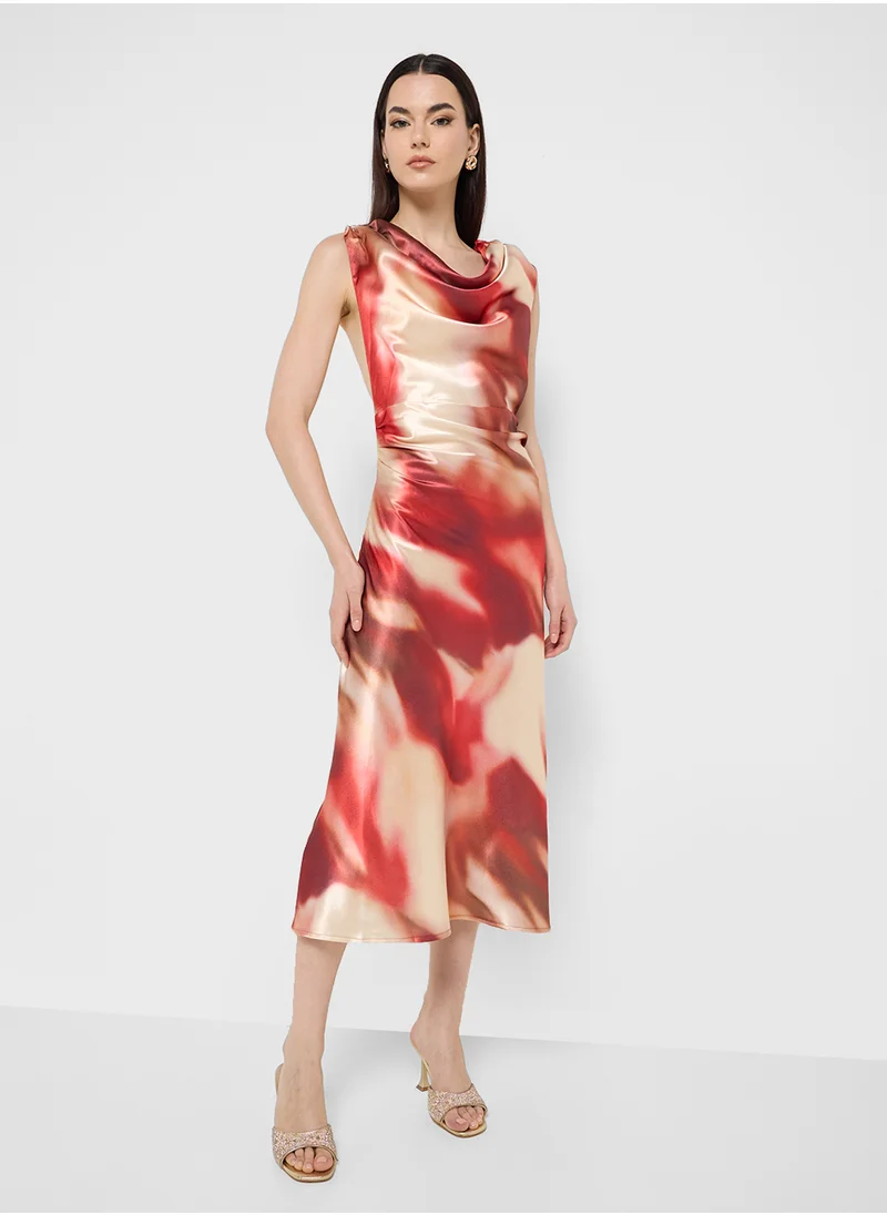 جينجر Satin Cowl Dress