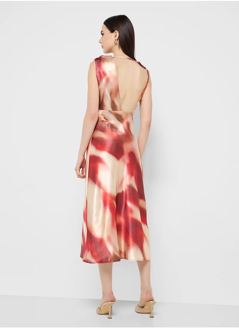 جينجر Satin Cowl Dress