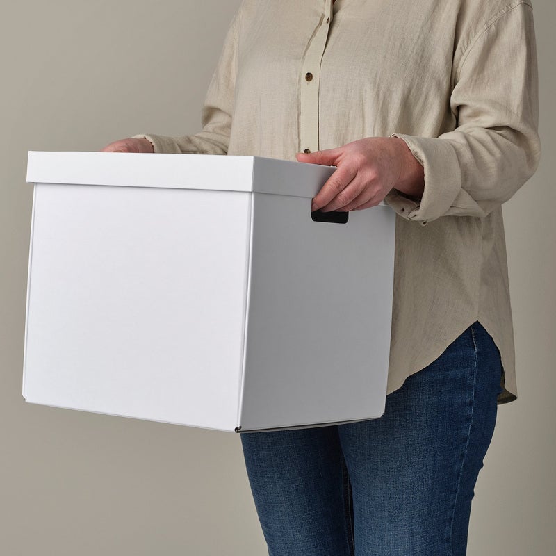 Baitique Paperboard Storage Box with Lid, White, 32x35x31 cm - Image 5