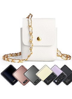 For Samsung Galaxy Z Flip 5 Leather mini Messenger Bag With Chain