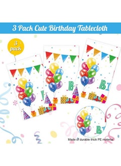 Breling 3 Pieces Birthday Tablecloth Colorful Confetti Happy Birthday Table Cover Plastic Shower Party Table Covers Disposable Rectangle Tablecloth For Birthday Party Baby Shower Decoration 54 X 108 Inches  - Image 5