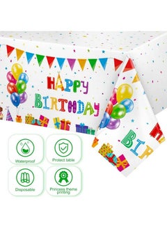Breling 3 Pieces Birthday Tablecloth Colorful Confetti Happy Birthday Table Cover Plastic Shower Party Table Covers Disposable Rectangle Tablecloth For Birthday Party Baby Shower Decoration 54 X 108 Inches  - Image 4