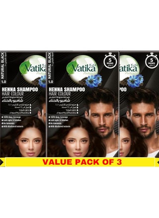 Vatika Naturals Henna Colour Shampoo Black (3 x 20ml) | With Blackseed Extracts | 100% Grey Coverage in 5 Minutes | No Ammonia | Lasts Up to 24 Washes - pzsku/ZA9103FD258F7F397C186Z/45/_/1723638437/0b65affa-9eeb-4134-b72e-45e331bc4935