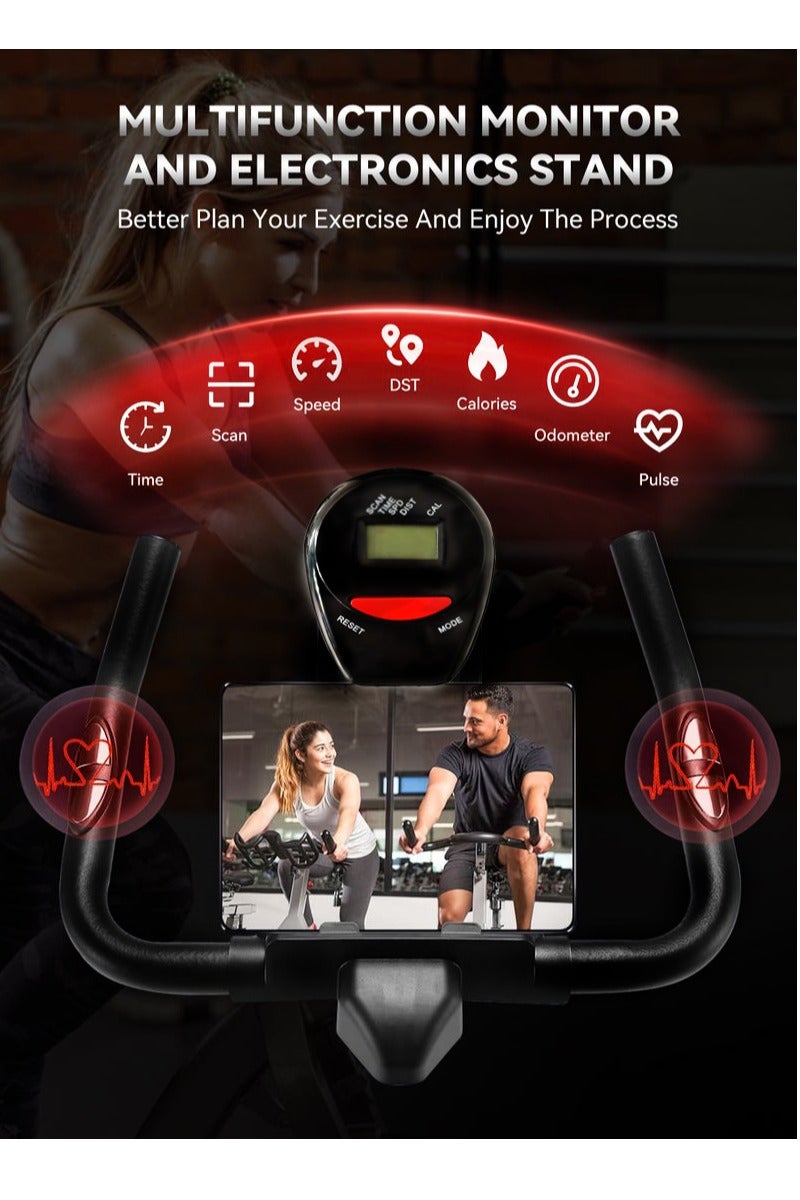 Egg Spinning bike luxury home spinning bike, you can sweat at home, the seat has seven levels of height adjustment, home gym, fitness bike, with LED screen professional seat and mobile phone holder, it is very convenient to watch the game while riding, sturdy frame, silent design, five levels of height adjustment of the armrest, - Image 2