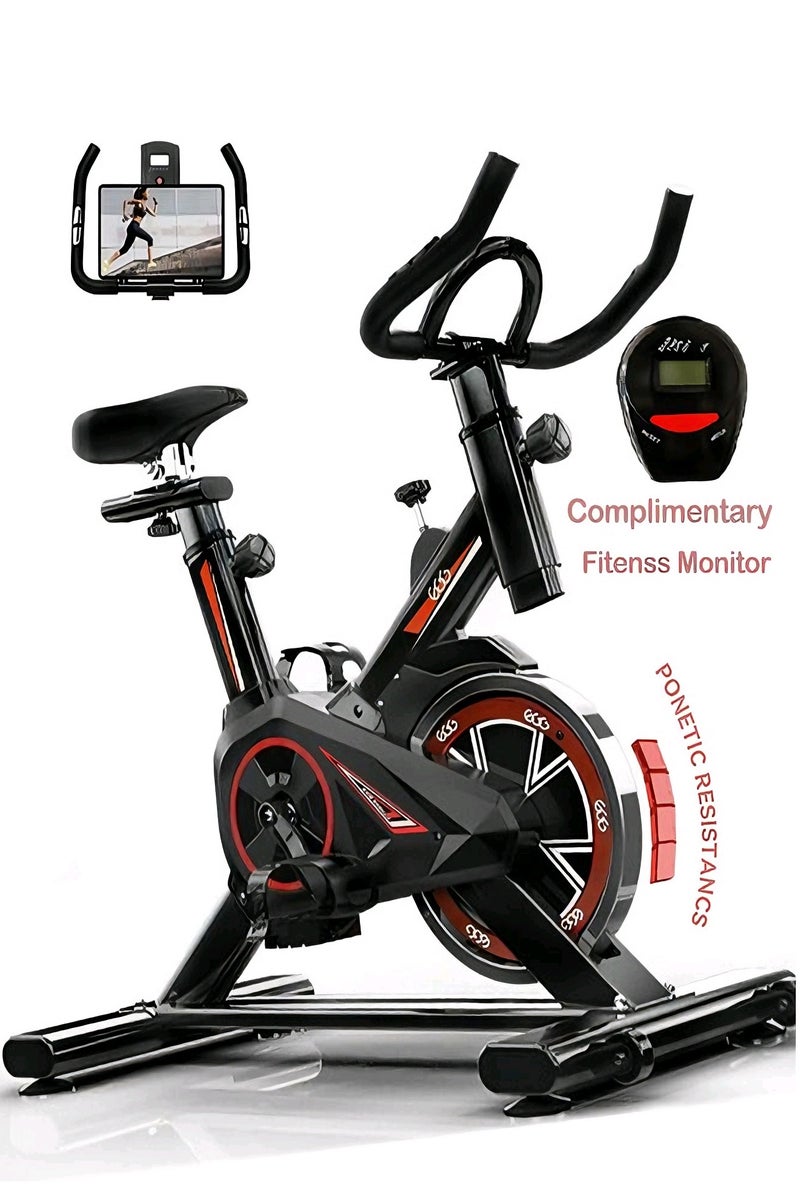 Egg Spinning bike luxury home spinning bike, you can sweat at home, the seat has seven levels of height adjustment, home gym, fitness bike, with LED screen professional seat and mobile phone holder, it is very convenient to watch the game while riding, sturdy frame, silent design, five levels of height adjustment of the armrest, - Image 1