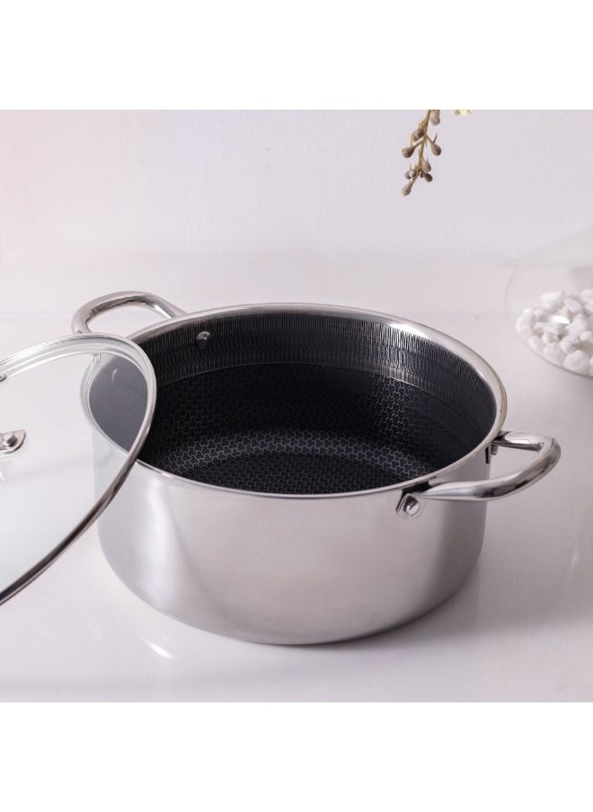 DANUBE HOME - Chef's Delight Celina Pro Stainless Steel Casserole With Lid Luxury Serving Bowl Elegant Hot Pot For For Biryani Pulao And Etc 26x12cm - Image 1