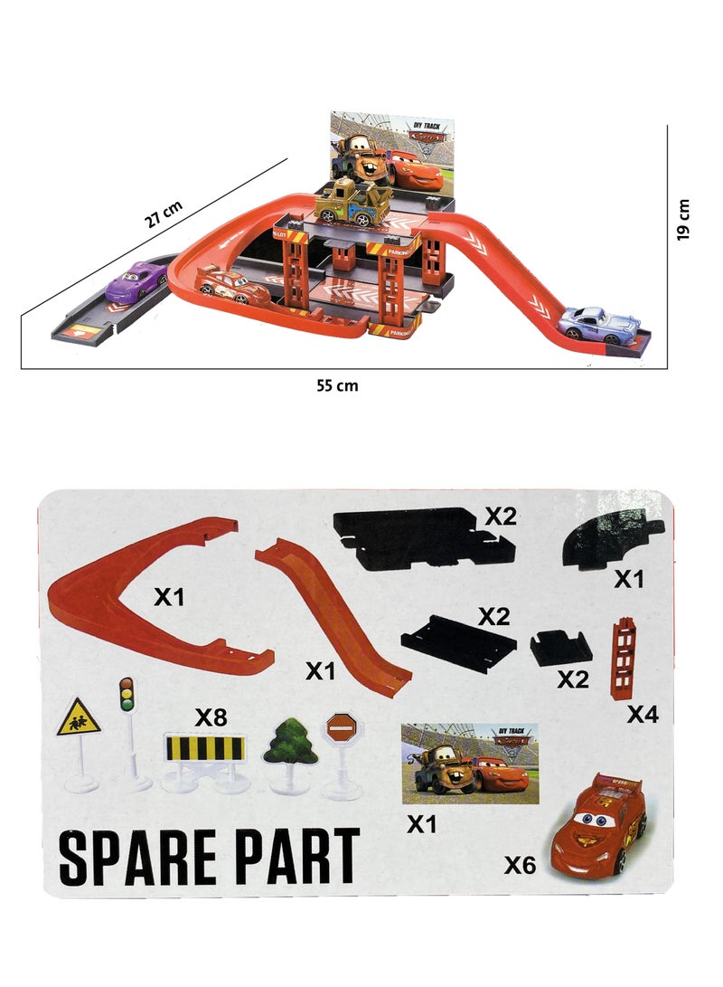 Children's car set includes 28 pieces engineering traffic lights railway track amusement park toy  - Image 2