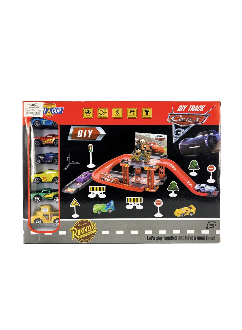 Children's car set includes 28 pieces engineering traffic lights railway track amusement park toy  - Image 3