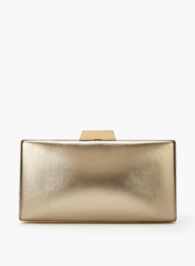 Flora Bella By Shoexpress Solid Clutch with Detachable Chain Strap and Clasp Closure
