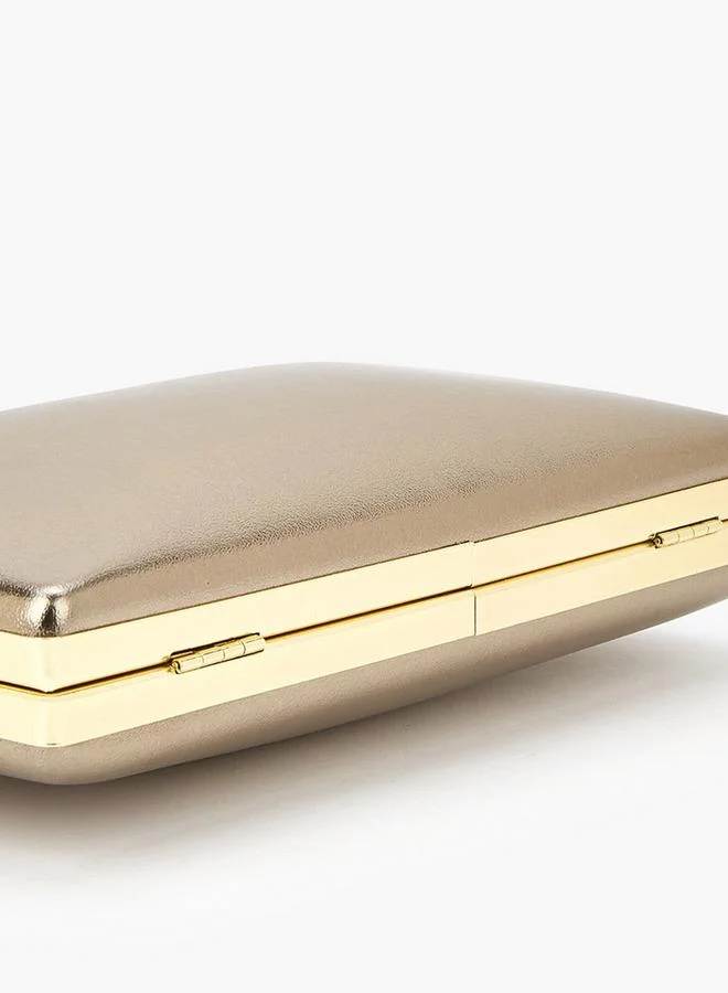 Flora Bella By Shoexpress Solid Clutch with Detachable Chain Strap and Clasp Closure
