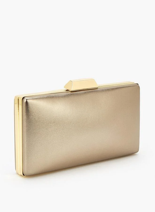 Flora Bella By Shoexpress Solid Clutch with Detachable Chain Strap and Clasp Closure