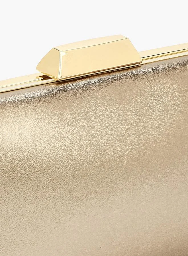 Flora Bella By Shoexpress Solid Clutch with Detachable Chain Strap and Clasp Closure