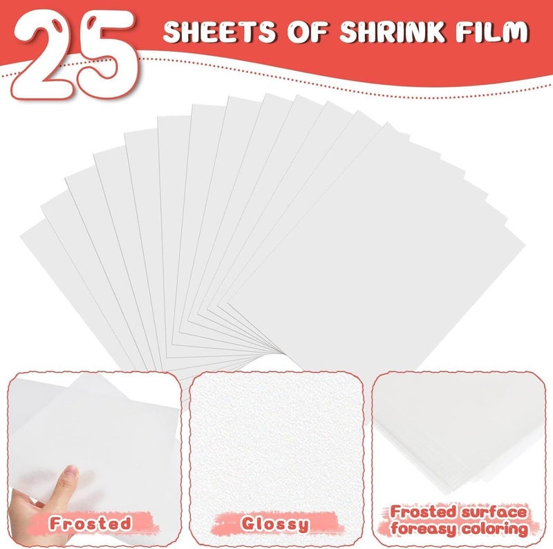 OFNMY 225PCS Shrinky Dink Sheets Keychains Kit,Shrink Plastic Sheets Kit with 25PCS Shrinky Dink Paper,100PCS Keychains and Open Iron Ring for Kids Creative Craft Marking, Handprint（7.87 x11.4inch/20x29cm） - Image 2