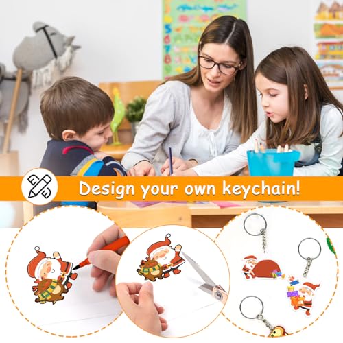 OFNMY 225PCS Shrinky Dink Sheets Keychains Kit,Shrink Plastic Sheets Kit with 25PCS Shrinky Dink Paper,100PCS Keychains and Open Iron Ring for Kids Creative Craft Marking, Handprint（7.87 x11.4inch/20x29cm） - Image 5