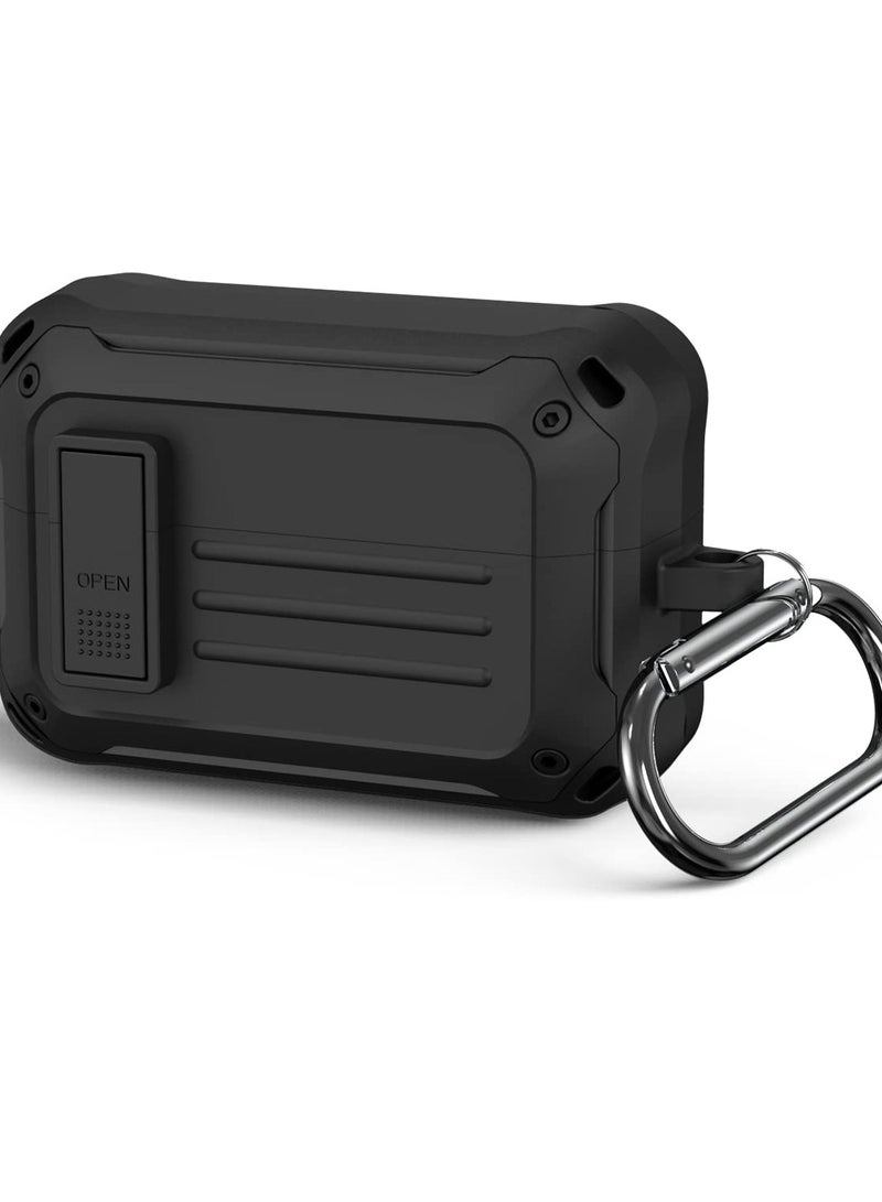 SOLARAE Case for Sony WF-1000XM4(2021), with Secure Lock Armor Series Military Protective Cover Full-Body Shockproof Shell with Keychain (Black) - Image 1