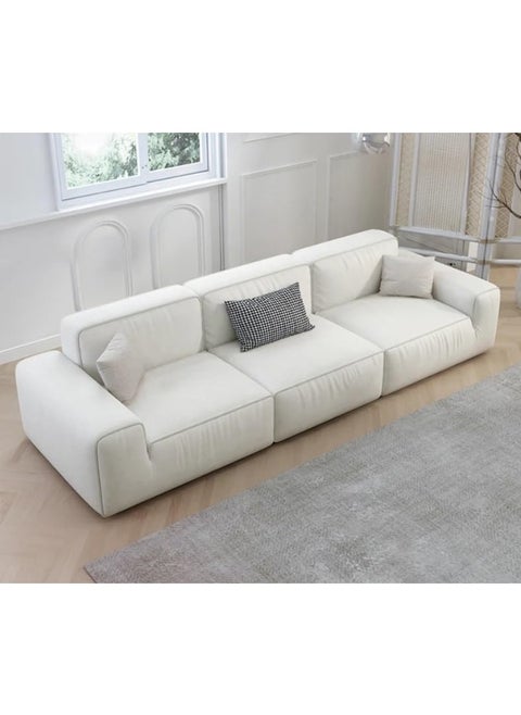 Modern Compact Sofa for Small Spaces Cream Wind Tech Cloth Stylish Design Perfect for Apartments
