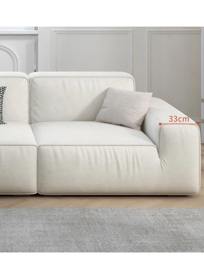 Generic - Modern Compact Sofa for Small Spaces Cream Wind Tech Cloth Stylish Design Perfect for Apartments - Image 1