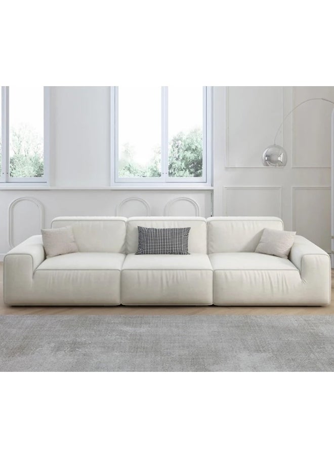 Generic - Modern Compact Sofa for Small Spaces Cream Wind Tech Cloth Stylish Design Perfect for Apartments - Image 1