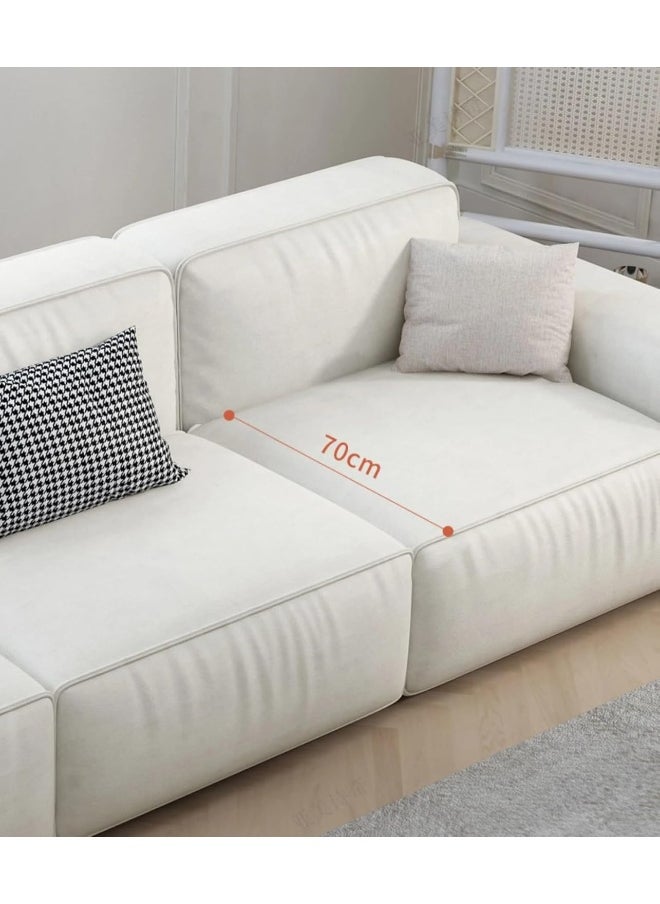 Generic - Modern Compact Sofa for Small Spaces Cream Wind Tech Cloth Stylish Design Perfect for Apartments - Image 1