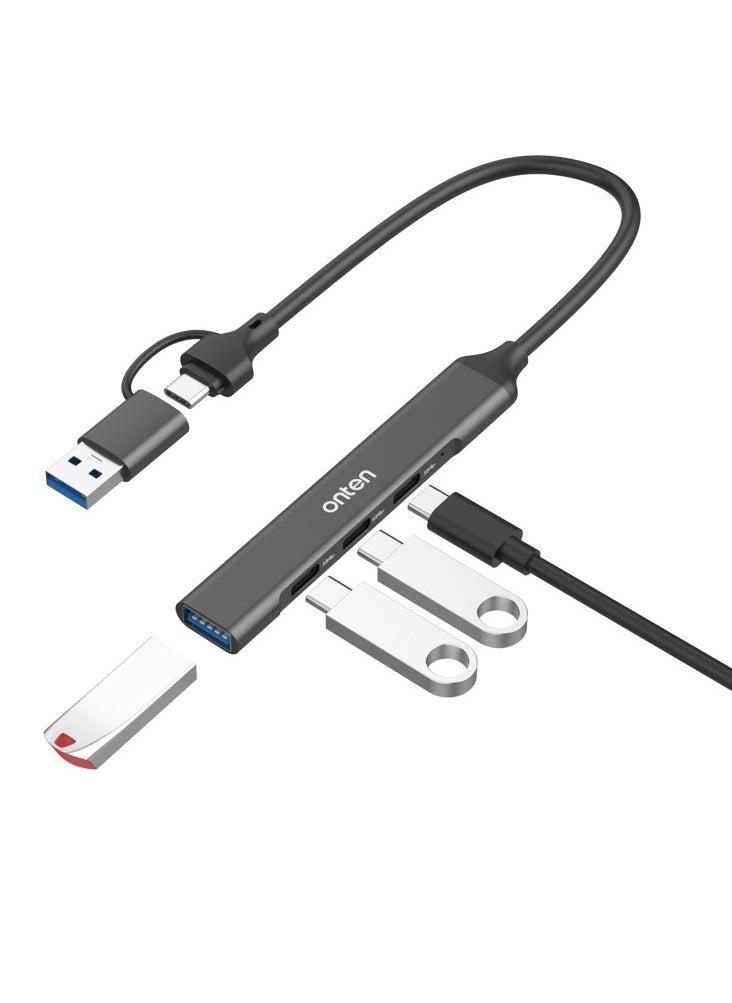 onten - Onten UCA9703S 4 in 2 USB 3.0 + Type-C to 3 Type-C + USB HUB Docking Station Ship - Image 1