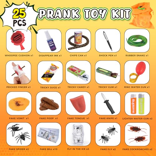 LovesTown Prank Kit 25 PCS Fun Novelty Prank Sets for Kids Adults Classic Gag Gifts Toys Goodie Bag Stuffers for Party Favors April Fools Birthdays Party Props - Image 5
