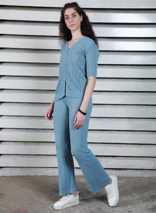 هاي ستار طقم نسائي أزرق بقصة عادية - إطلالة أنيقة وعملية - Image 1