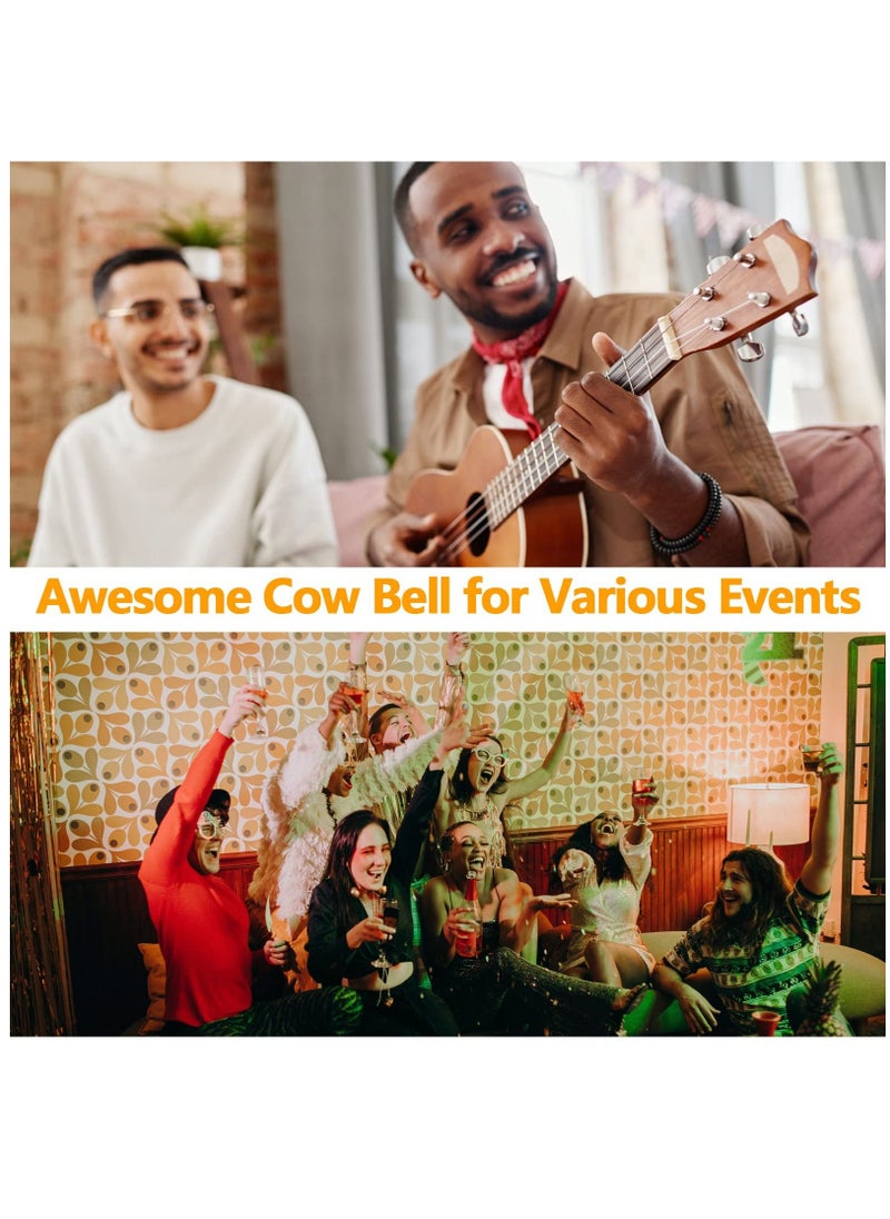 8 inch Steel Cow Bell with Handle Cowbells, Cheering Hand Bell for Sports Events,Football Games,Party,Farm,Hand Chimes Musical Instruments, Noise Makers,Loud Call Bell (Black)  - Image 5