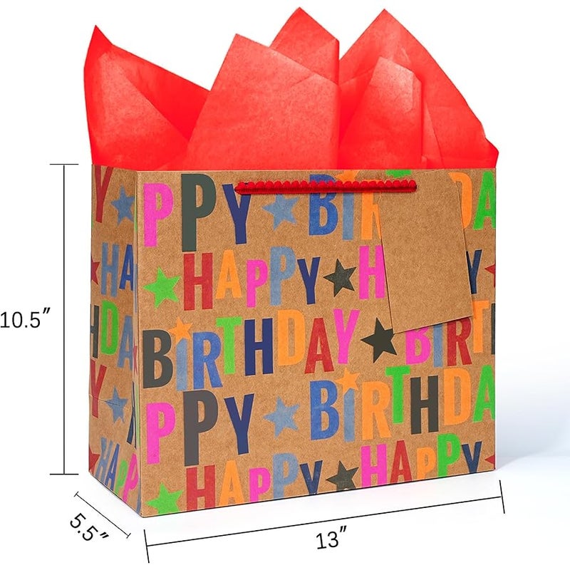 LaRibbons 13 Large Birthday Gift Bag with Card and Tissue Paper-L10 - Image 3